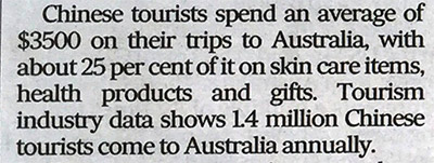 Chinese Toursits Australia Spend