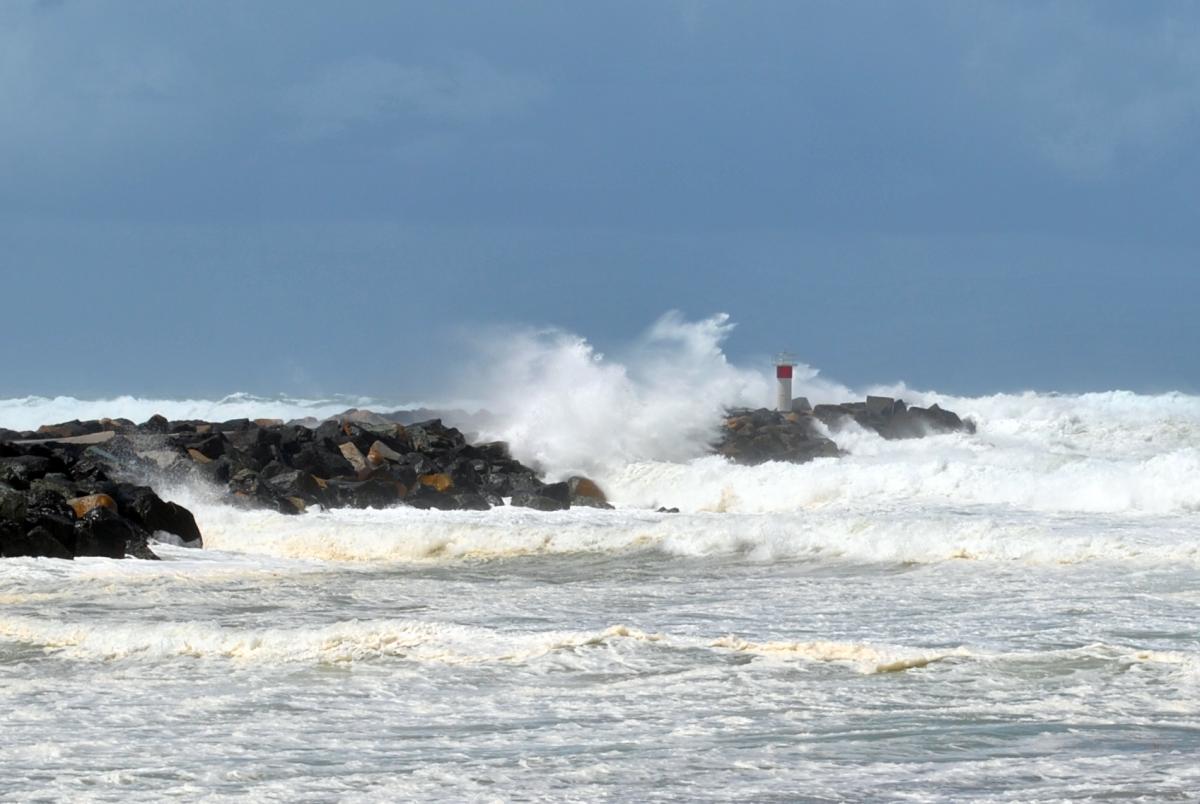 Storm surf entering Gold Coast Seaway